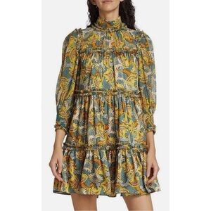 CINQ À SEPT Brady High Neck Tiered Mini Dress, size 6